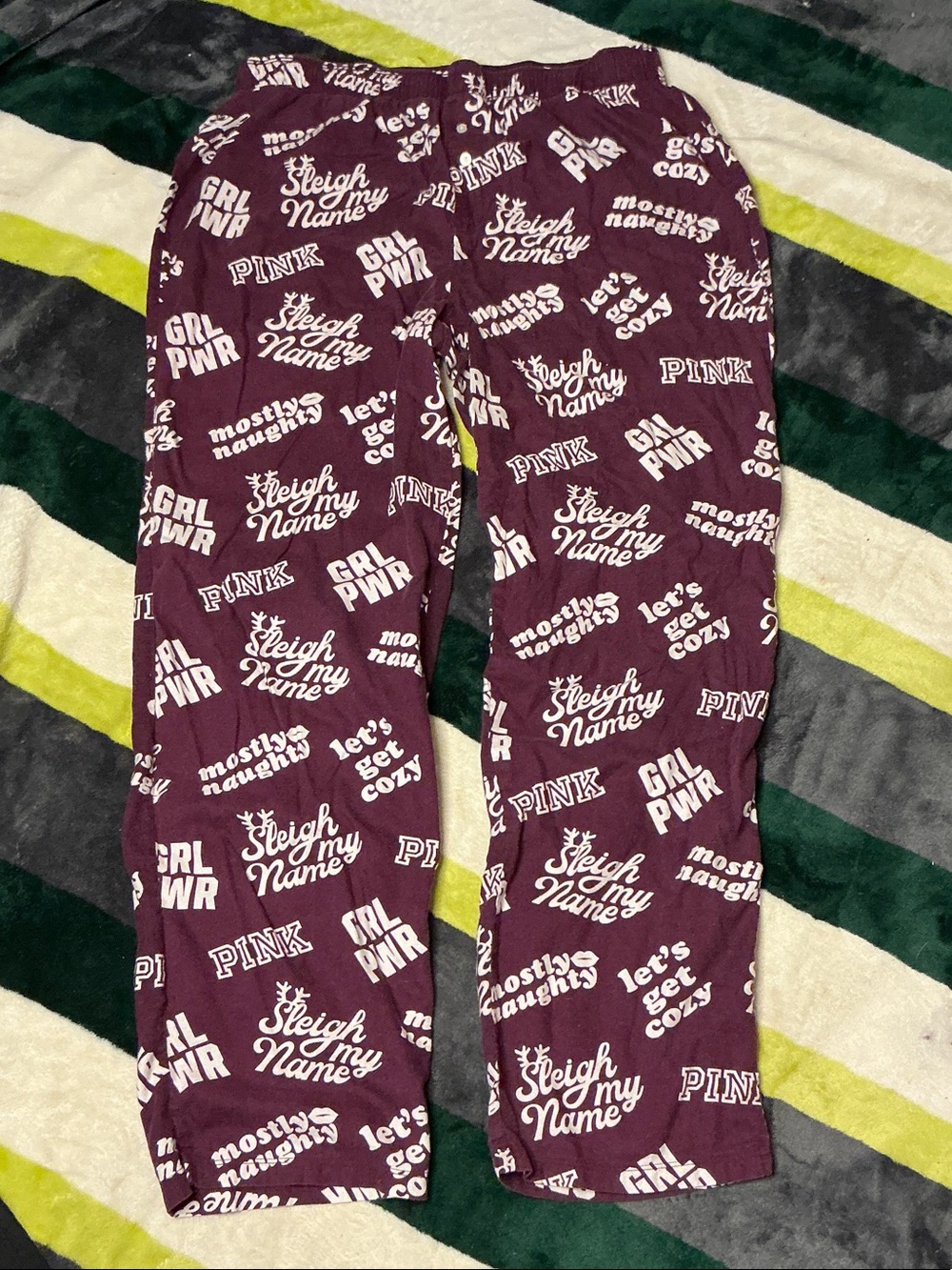 PINK Victoria's Secret Maroon Graphic Pajama Pants Size M